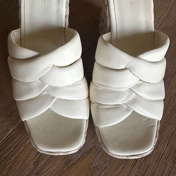 Vince Gilian Square Toe Woven Strap Espadrille Wedge Heel Sandals - Picture 4 of 13